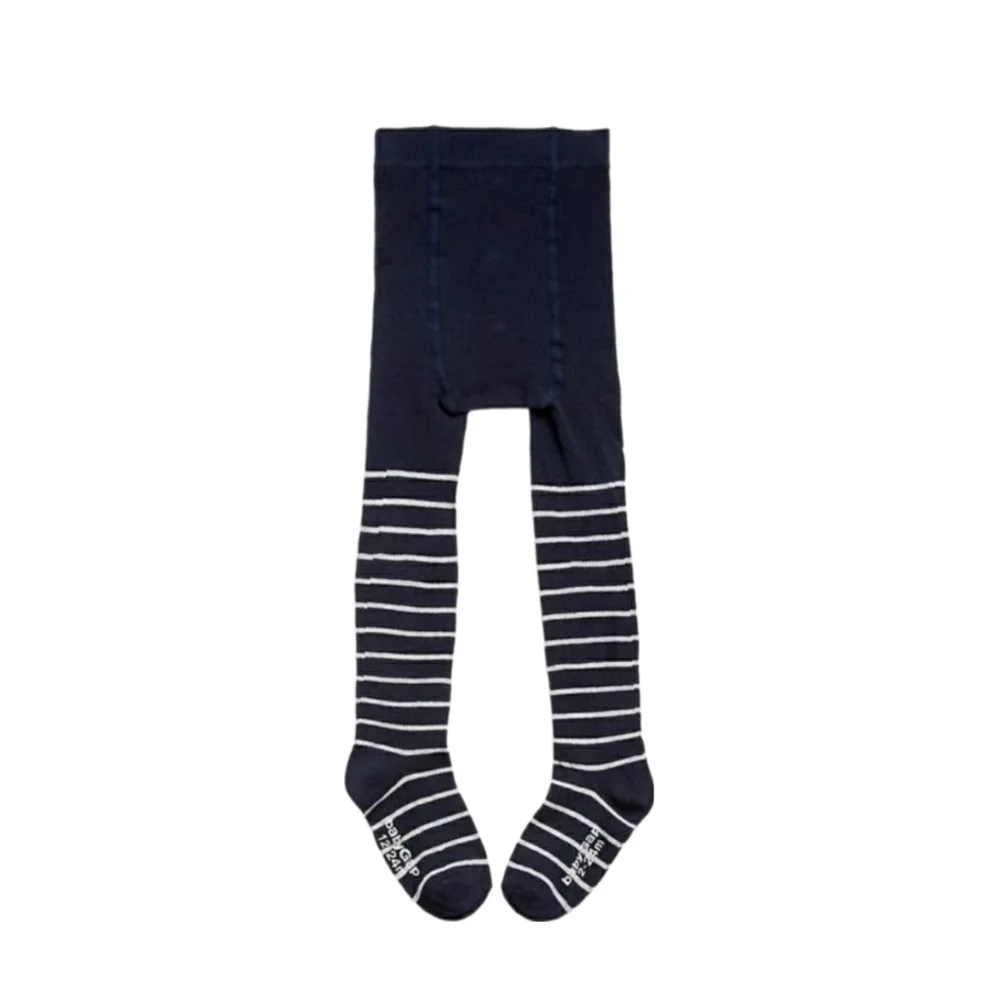 NWT Baby Gap navy & grey striped sweater footed tights